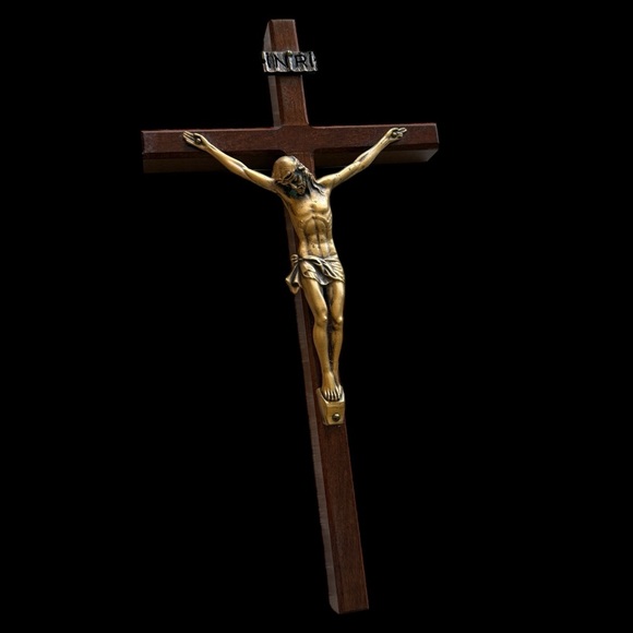 Vintage Bronze and Wood Crucifix - Picture 14 of 15
